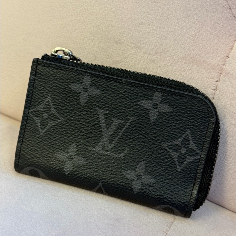 Louis Vuitton Monogram Eclipse Zip Coin Card Pouch - Black & Gray